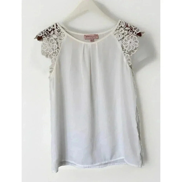 Philosophy Tops - Philosophy Republic Clothing Small White Polyester Blouse Lace Crochet